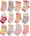 CUTEABLY 6 Pairs - Trendy Kids Grip Socks Pack of 6 (Colors & Design May Vary) (Girls, 4-5 Year