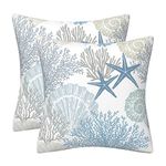 DILOXNSU Set of 2 Cushion Covers 45 x 45 Double-Sided Blue Ocean Coastal Beach Seashell Coral Starfish Velvet Modern Decorative 18''x18'' Pillow Cover for Sofa Bed Livingroom Cushions Cases