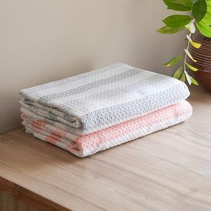 Thirsty Towel by Doctor Towels Premium Waffle Cotton Bath Towel, Super Soft & High Absorbency Towel, Quick Dry Towels for Bath Large Size, Bath Towel for Men, Women & Kids (Pack of 2 - Orange & Grey)