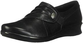 Clarks Women's Hope Roxanne Loafer, Black Leather, 6.5