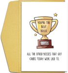 Qiliji Funny Boss Day Card for Boss, Happy Boss's Day Card for Men Women, Humorous Boss Day Gift, You're The Best Boss Card