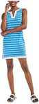 NAUTICA Women's Breton Stripes Sleeveless V-Neck Stretch Cotton Polo Dress, Reef Blue, XX-Large