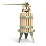 Fruit Wine Press - 100% Nature/Healthy Apple&Grape Crusher Manual Juice Maker for Kitchen, Solid Wood Basket with Blocks Cider Wine Making Press (LFGB Certified,Heavy Duty) (1.6 Gallon, Green) (6L)