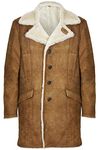 Infinity Leather Men's Tan Warm Merino Sheepskin Trench Coat L