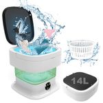 Portable Washing Machine, 14L 2.2kg 2 in1 Portable Washe with Deep Cleaning of Underwear, Baby Clothes, Small Item, Small Washing Machine Suitable for Apartments, Dorm, Camping, Green