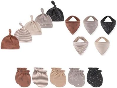 JELYLOVE 15 Pack Unisex New Born Boy Girls Hats Mittens Sets Cotton Soft Infant Accessory 0-6 Months Baby Essentials