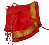 brown leaf Set Of 12 Organza 9 x7 inch Potli Bags Pouch Best for Wedding Anniversary Party Supply Return Gifting Bags (Red)