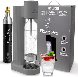 FizzIt Pro - Soda Maker Machine, grey - Easy One-Touch Sparkling Water Maker with Reusable 1L BPA-Free Bottle, 425g CO₂ Canister - No Power Required, Durable & Modern Design for Home Use
