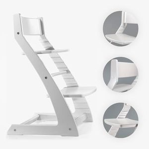 Fornel Dining High Chair for Babies and Toddlers - Wooden Highchair Adjustable Height - Montessori Kids Dine Seat from 3 Years to 200 Lb, Grow with Child - Toddler Dining Chair (White)