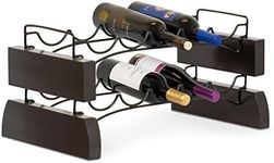 BIRDROCK HOME Stackable Wine Rack - Wine Stand - 2 Metal Wave Bars - Set of 2-10 Bottle - Espresso