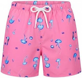 UPTRIS Girls Swim Shorts Beach Swimsuit with Mesh Liner Quick Dry Toddler Baby Girls Swimming Trunks with Pockets Surfing, Beach, Summer, Vacation and Holiday 5 Years Pink Red