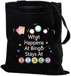 PXTIDY Bingo Gift Bingo Game Cosmetic Bag What Happens At Bingo Stays At Bingo Makeup Pouch Casino Gambling Gift Lucky Bingo Makeup Toiletry Bag For Bingo Lover Gambler, black tote bag, Middle, Fashion