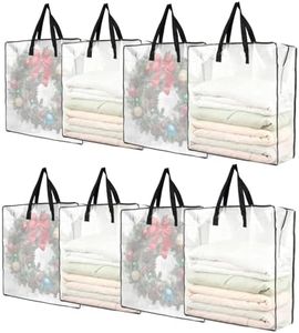 8 Pack Clear Plastic Christmas Wreath Storage Bags with Sturdy Handles and Zipper, Wreath Storage Container for Holiday Garlands, Gifts, and Christmas Decorations