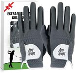 Amy Sport Mens Golf Gloves Pair Both Hands Left and Right Rain Grip Weathersof No Sweat All Weather Grips Soft Comfortable Breathable (Dark Gray, M/Large)