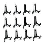 Tincogo 3" Black 12pcs/set Plastic Easels Plate Display Stands Picture Frame Stand Holder