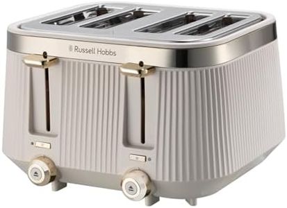 Russell Hobbs 4 Slice Toaster [1960W, Frozen/Cancel/Reheat function with Indicator light] Brontë Stone (Extra wide slots, 6 Browning levels, Lift & Look function, Lift high feature) 26771