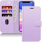 JETech Wallet Case for iPhone 11 6.1-Inch, Shockproof PU Leather Magnetic Flip Cover with Card Holder and Stand Feature (Light Purple)