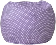 Flash Furniture Dillon Small Bean Bag Chair for Kids and Teens, Foam-Filled Beanbag Chair with Machine Washable Cover, Lavender Polka Dot