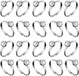 Whaline 36 Packs Silver Diamond Engagement Rings Bridal Shower Rings for Wedding Table Decorations, Party Supply, Favor Accents, Cupcake Toppers