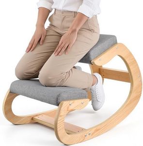 VEVOR Ergonomic Kneeling Chair, Wooden Posture Knee Chair with Thick Foam Cushions and Solid Wood Frame, Adjustable Height, Natural Relief for Neck or Back Pain for Home, Office or Meditation, Gray
