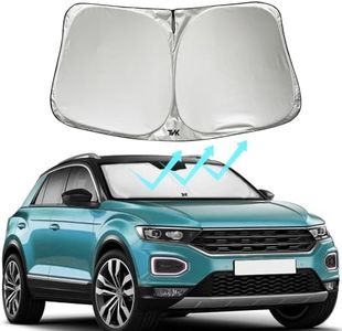 Car Windshield Sun Shade Reflective Polyester Blocks Heat and Sun Foldable Sun Shield That Keeps Your Vehicle Cool Fits Small Sedans Mini SUV and Hatchbacks