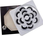 HBZGTLAD 7 Pairs Fluffy Mink Lashes Multipack Handmade Long 6D Eyelashes Dramatic Look False Lashes for Makeup/False Eyelashes X9