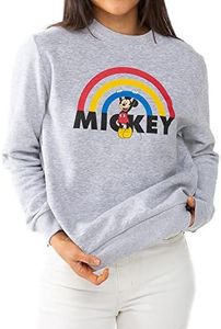 Cotton Soul Mickey Disney - Mickey Rainbow - Felpa da donna, Grigio erica, M
