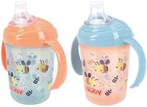 Nuby Polypropylene (PP) Grip N Sip Water Bottle - No Spill Sippy Cup 240ml / 8oz Twin Handle Dishwasher and Microwave Safe Suitable Beaker for 4 Months Plus (Bees, Pack of 2) 048526890408