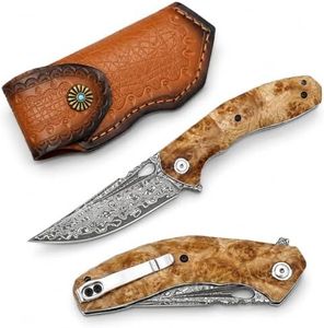 MANJIA Damascus Steel Pocket Knife for Men, 3.5-Inch Folding EDC Knife