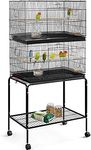 Yaheetech 65-inch Flight Bird Cages for Lovebirds Canaries Parrots Parakeets Budgies Finches Cockatiels Conures with Detachable Rolling Stand, Black