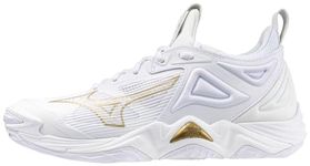 Mizuno Women's Wave Momentum 3 Volleyball Shoe, White-Gold, 9.5