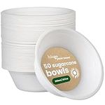 HAAGO - 50 Sugarcane Small Paper Bowls Biodegradable & Compostable Eco Soup & Snack Bowl for Hot & Cold Food - 350 ml