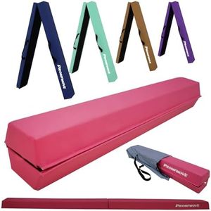 6 FT / 8 FT / 9 FT /10 FT Balance Beam Folding Gymnastics Beam - Extra Firm - PU Leather Cover - Anti Slip Bottom with Carry Bag for Kids/Adults Home Use