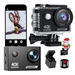 Yolansin 4K 60FPS Waterproof Action Camera: 64G SD Card 131ft Underwater Camera,HD 48MP Waterproof Camera,WiFi Sports Cameras with 2 Batteries Helmet Mount Accessories Kits