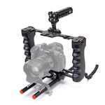 Zeadio Camera Video Rig Cage, Aluminum Filmmaking Movie Making Kit with Top Handle & Arca Type Base and Two 15mm Rod Guide, Compatible with All DSLR Camera and Camcorder