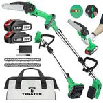 Tegatok 2-in-1 Cordless Pole Saw 6 Inch, Battery Powered Pole Saws for Tree Trimming, Retractable and Lightweight Battery Pole Chainsaw, Electric Pole Saw with 20V 2.0Ah Batteries and Charger