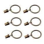 Coideal Set of 30 Bronze Curtain Rings with Clips, Heavy-duty Metal Decorative Drape Clip Hooks Set with Eyelets for Drapery, Windows, Bathroom, Home Kitchen, Fit Up To 30mm Rod (35 mm)