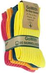 GoWith 4-5 Pairs Unisex Natural 97% Cotton Crew Socks, Comfy Cozy Breathable Seamless Casual Socks for Men & Women, Multicolor-2 - 4 Pairs, X-Small
