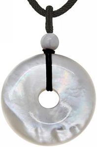 Justinstones Mother Of Pearl Gemstone 30mm Donut Beads Reiki Chakra Pendant Necklace Jewelry 22 Inches