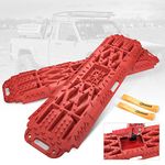 BUNKER INDUST Off-Road Traction Boards with Jack Lift Base, 2 Pcs Recovery Tracks Traction Mat for 4X4 Jeep Mud, Sand, Snow Traction Ladder-Red Tire Traction Tool