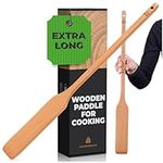 Extra-Long Wooden Paddle - 24" Long-Handled Beech Wood Stirring Paddle - Cajun Cooking Mixing & Brewing Big Stock Pots & Wok Rice - Heavy-Duty Flat Stir Paddles - Hardwood Cookware by Woodenhouse