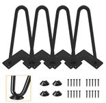 Genius Iron Hairpin Furniture Legs 10 inch, 1/2" Solid Metal Steel Firm Welding Home DIY for Couch Dresser Cabinet Shelf TV Stand with Rubber Floor Protectors, Black, 4 PCS