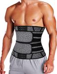 KIWI RATA Sauna Waist Trimmer Belt, Wide Men Workout Waist Trainer, Sweat AB Belt with Adjustable Double Straps, Weight Loss Back Support Neoprene X-Shape Snug Fit Belly Belt