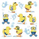 ufengke Little Yellow Ducks Wall Stickers Kids Bathroom Removable Vinyl Wall Art Decals Wall Decor