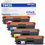 TN436 Compatible Toner Cartridge Replacement for Brother TN436 TN 436 TN436BK TN433 TN431 Work with MFC-L8900CDW HL-L8360CDW MFC-L8610CDW MFC-L9570CDW HL-L8260CDW Printers(TN-436BK/C/M/Y,4 Combo Pack)