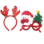 Partunay Set Of 2 Christmas Party Santa Claus Goggles And Hairband Set Christmas Costume for Kids Adults Christmas Xmas Party Props Favor Christmas Gift For Kids