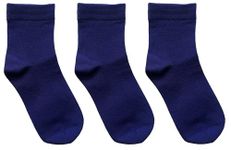 Rambutan Kids (3 Pack) Comfort Seam Plain Color Rayon derived from bamboo School Socks, Navy, Large