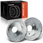 A-Premium 11.61 inch (294.8mm) Front Drilled and Slotted Disc Brake Rotors Compatible with Select Chevy, GMC and Cadillac Models - Blazer, Tahoe, K1500 K2500, Suburban, Escalade, Yukon, 2-PC Set