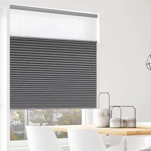 Zshine Manual Cordless Day and Night Cellular Shades Full Blackout Fabric Window Shades for Home, Office, Hotel, Club, Restaurant Custom Made Size (93021R Grey)