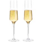 PrimeWorld 225ml Set of 2 Pcs Slim Champagne Brandy Big Stem Wine Glass White Wine Red Wine Glasses for Party Restaurants